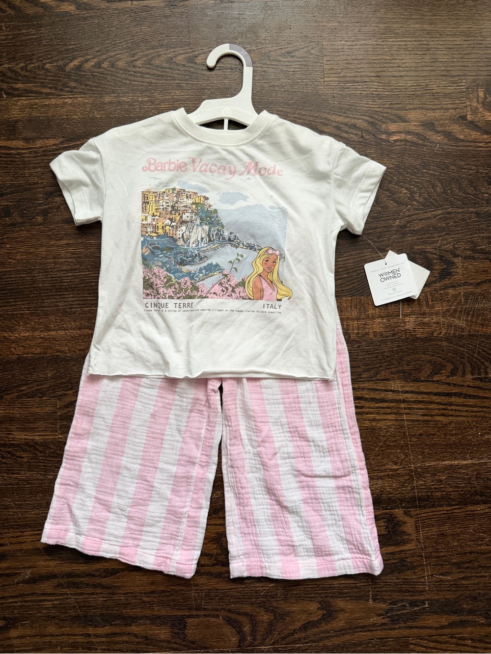 Grayson Mini Barbie Toddler Girls White & Pink Striped Set